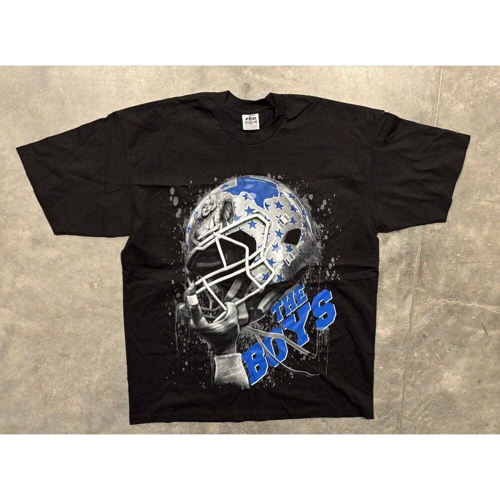 Vintage Dallas Cowboys Black T Shirt Mens 3XL The Boys Pro 5 Graphic Helmet